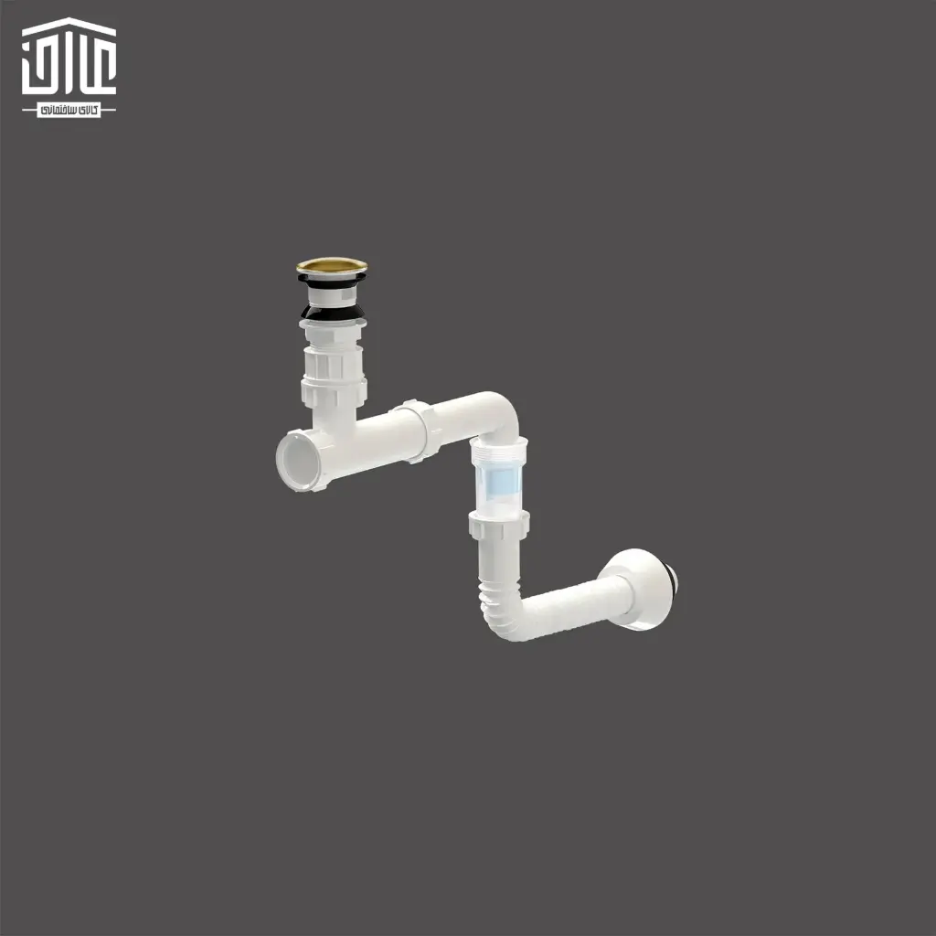 [195008006] سیفون کم جا کابینتی (تشتک استیل) با سوسک استاپ دوریکا