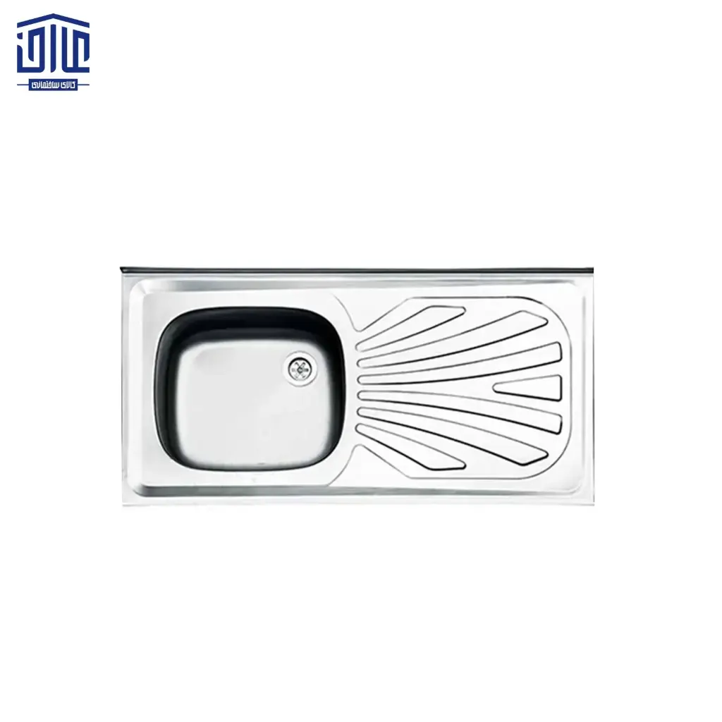 سینک پرسی تک لگن استیل البرز 4*50*100 چهار لب خم براق درجه 2