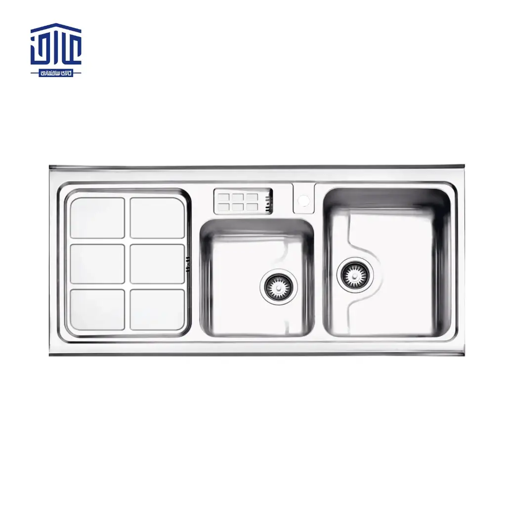 [249004024] سینک ظرفشویی روکار 815x60 استیل البرز با جا مایع (لگن راست)