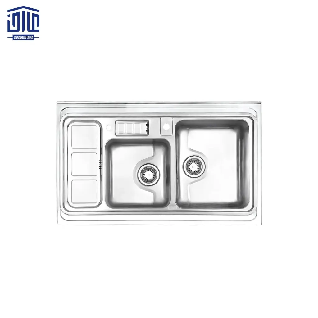 سینک ظرفشویی روکار 813x60 استیل البرز با جا مایع