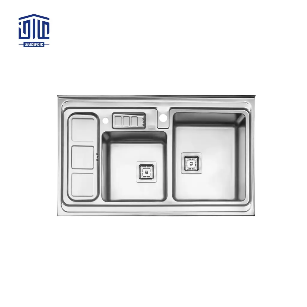 [249007015] سینک ظرفشویی روکار 60×853 استیل البرز با جا مایع (لگن راست)