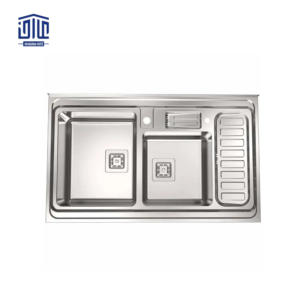 سینک ظرفشویی روکار 60×852 استیل البرز با جا مایع