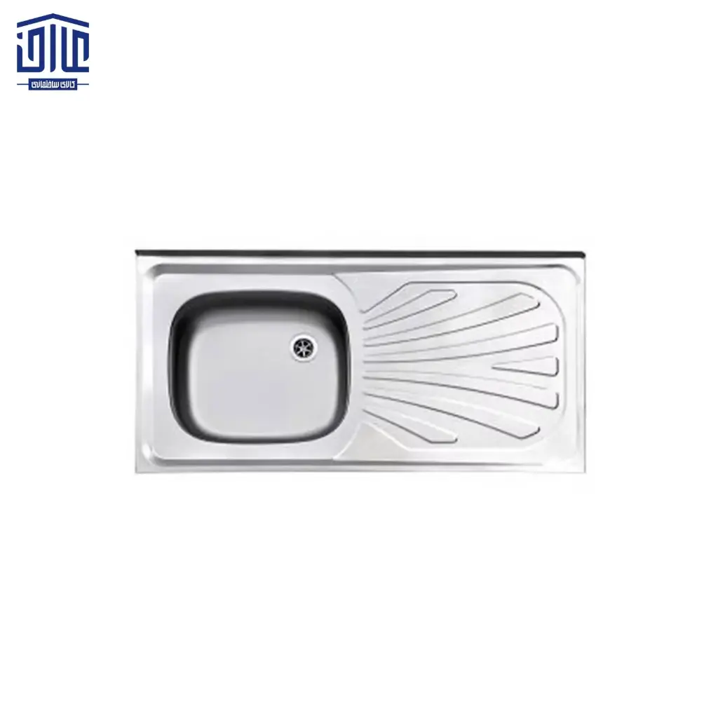 [249014004] سینک روکار تک لگنه براق 100x50.5 استیل البرز (لگن راست)