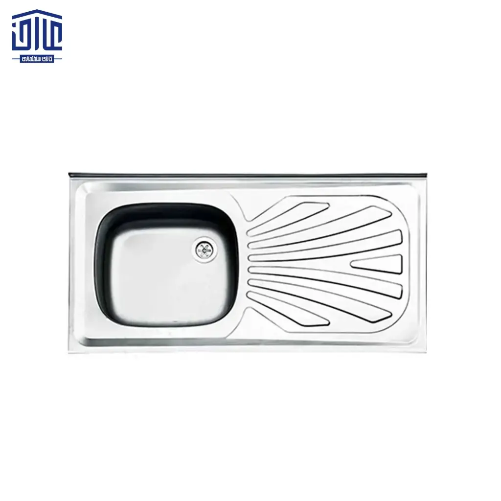 [249014016] سینک روکار تک لگنه براق 100x50.4 استیل البرز ساحل (لگن راست)