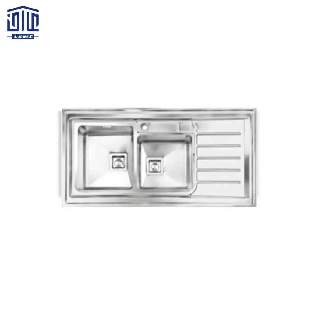 [262002101] سینک دو لگن روکار مدل 305S اخوان، 60×120 (لگن راست)