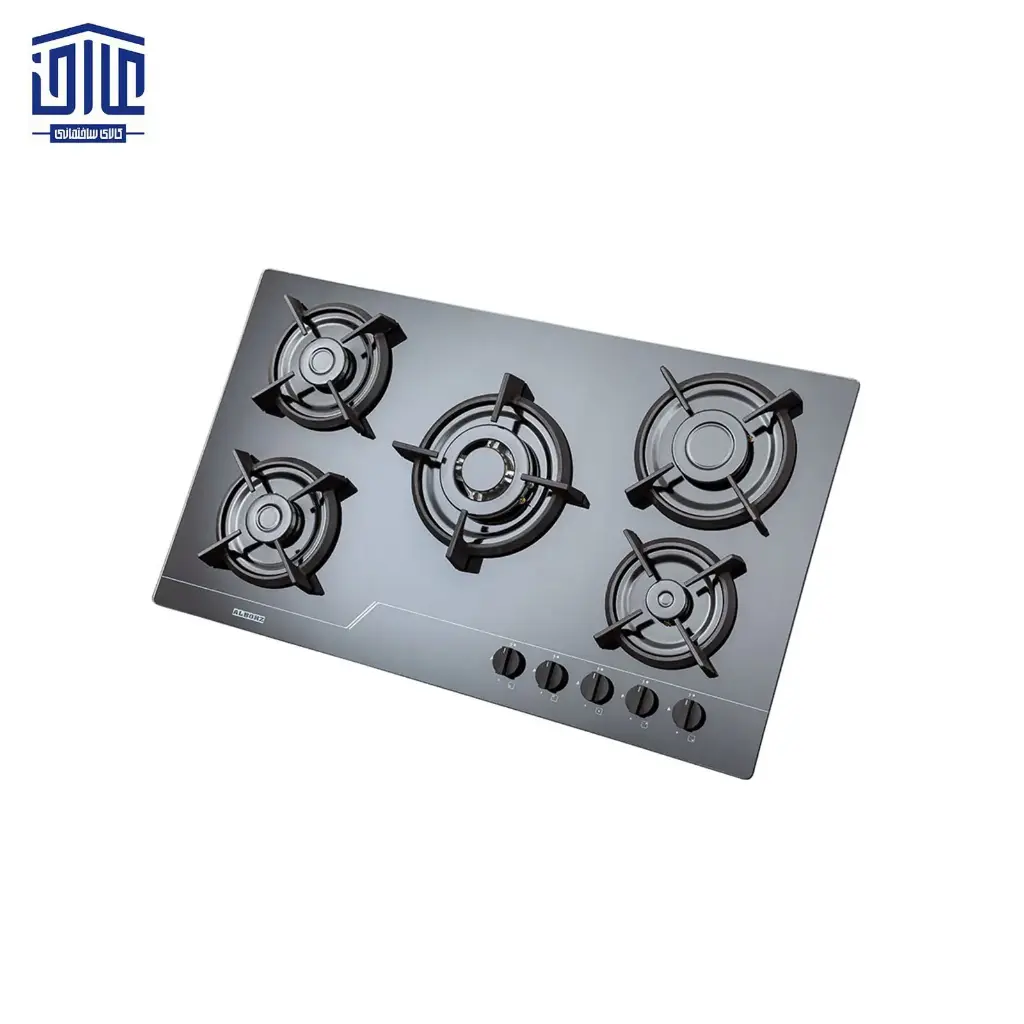 [249001031] اجاق گاز رومیزی شیشه ای مدل G5961 استیل البرز، 5 شعله