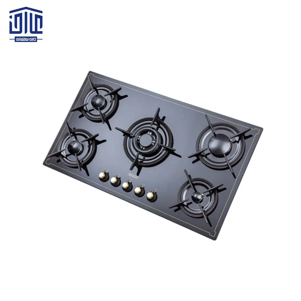 [249001033] اجاق گاز رومیزی شیشه ای مدل G5916 رترو استیل البرز، 5 شعله