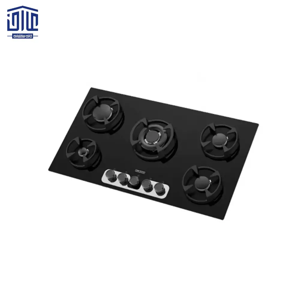 [249001025] اجاق گاز رومیزی شیشه ای مدل G5918 استیل البرز، 5 شعله